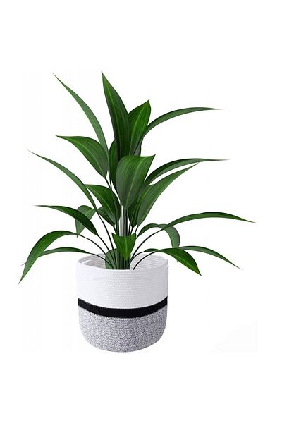 Colmanda flower pot basket, cotton, white/black, 28 x 28 cm