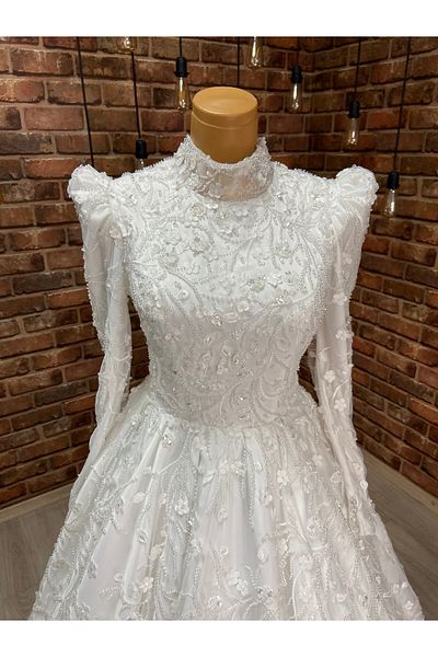 RENGARENG Tested Flower Patterned Coating Wedding Dress