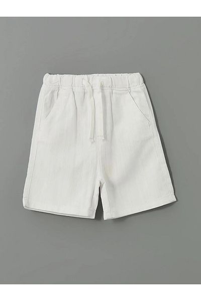 LC Waikiki Lcw Kids White Elastic Waist Boy's Gabardine Shorts