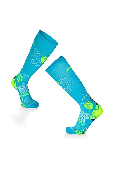 Try to Fly Sosete Compresive Pentru Alergat 3/4 Compression Socks Turcoaz - Galben