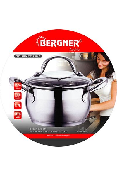 Bergner Stainless steel saucepan with lid 16 cm Gourmet