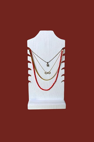 HOME ALL Wooden Jewelry Stand White Color 6 Grooves Necklace Bracelet Organizer, Accessories Organizer
