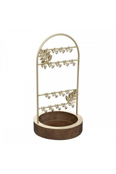 Atmosphera Créateur D'intérieur Night Gold jewelry stand, metal, wood, 14.7 x H 29.3 cm