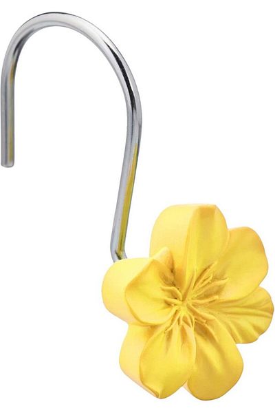 Amazon Set of 12 yellow flower-patterned shower curtain hooks, Amazon