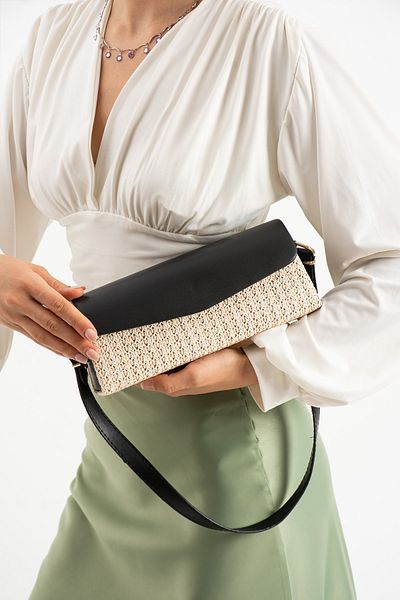 Night Geantă de mână și de umăr pentru femei Carell Model Wicker Black