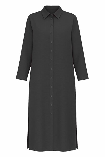 Mizalle Modal Karışımlı Siyah Uzun Tunik