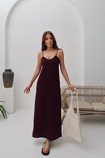 Paw Garage Women's Hazel Burgundy Rope Strap Ayrobin Maxi Summer Dress