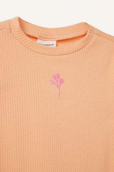 DeFacto Baby Girl Crew Neck Floral Ribbed Camisole Short Sleeve T-Shirt B7544A525Sm