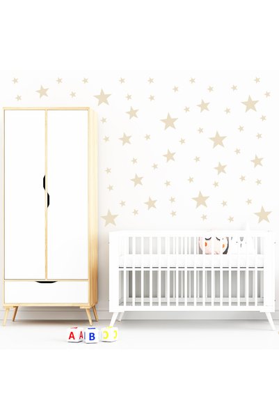 BugyBagy Beige Star Wall Sticker 2.5-5-7.5-10cm Mixed Sizes - 155 Pieces