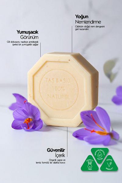 Naturix Saffron Extract Stone Soap 5-Piece Eco Package Anti-Blemish and Moisture Balancing Skin Care - 5X125 Gr
