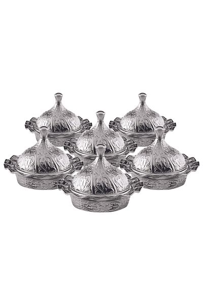 Sena 6 Pieces Round Metal Turkish Delight Holder (069-6)