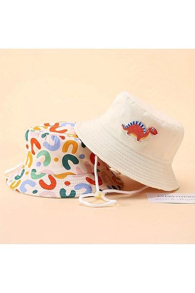 GlassySKY 1Pcs Luxury Double-Sided Breathable Drawstring 100% Cotton Sun Protection Hat, Summer Beach Vacation Travel