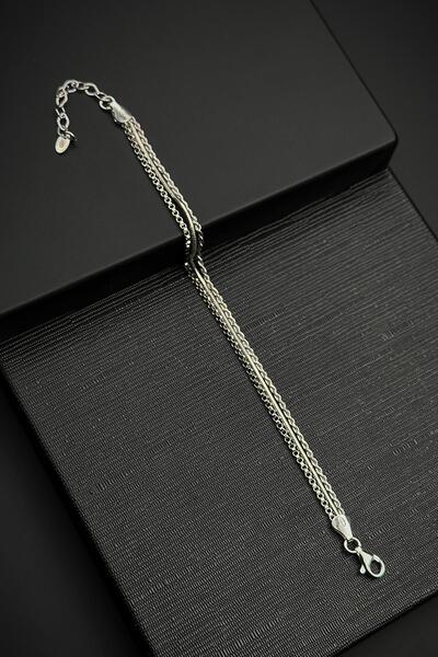 FRNCH 925 Ayar Gümüş İtalyan Model Gümüş Renk Erkek Bileklik FRJ12446-3446-A