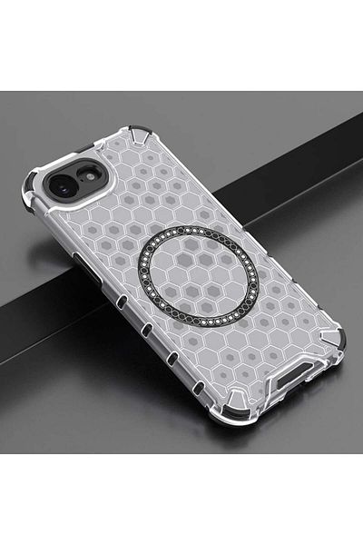 SKYDDAR INNOVATION Case for iPhone 16e, HoneyComb Shield MagSafe, White, sticker set