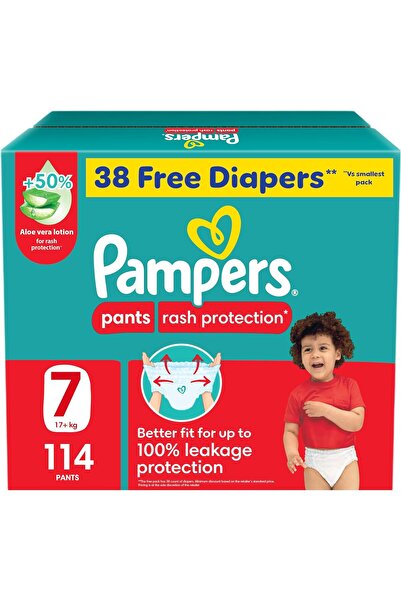 Pampers حفاضات لحماية من الطفح الجلدي، مقاس 7، وزن 17 كجم فأكثر
