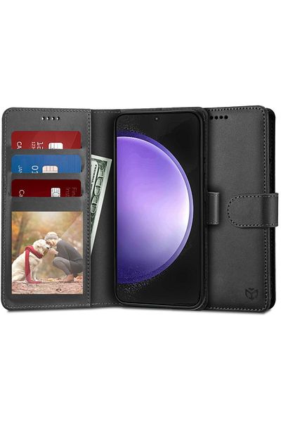 Techsuit Husă pentru Xiaomi Redmi Note 14 4G, jurnal, tip carte, protecție antișoc, neagră, set autocolante