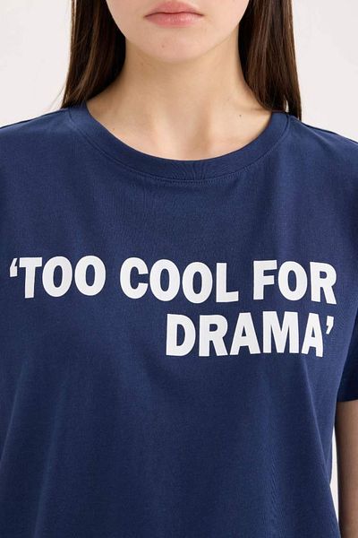 DeFacto Women's Short Sleeve T-Shirt D9605Ax/Nv241 Navy