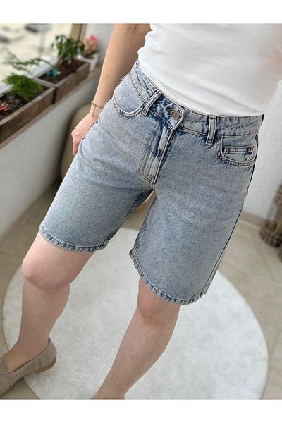 TUNAM BUTİK Jeans Shorts Snow Wash Blue