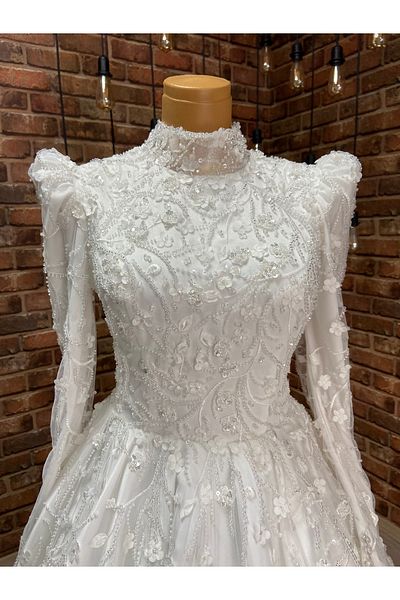 RENGARENG Tested Flower Patterned Coating Wedding Dress