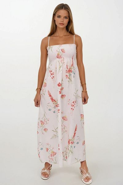 VAGGON Floral Patterned Midi Dress with Rope Strap