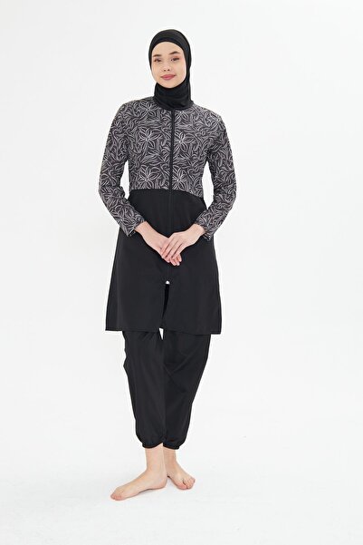 Fantasy Costum de baie Hijab din țesătură cu jumătate de parașută cu model co...