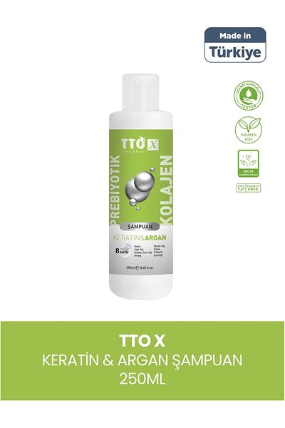TTO -X Prebiotic & Collagen Keratin and Argan 250ml (Cocamidopropyl, Butyrospermum, Niacinamide,)