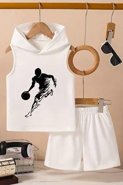 TARZ STİL Tricou cu glugă cu design special pentru jucător de baschet Shadow cu imprimeu Pantaloni scurți 20562