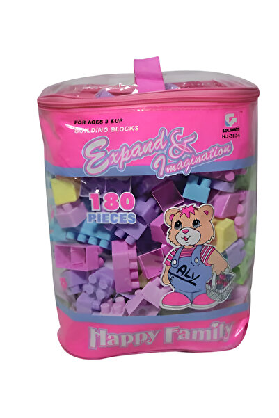 Happy family مجموعة مكعبات بناء للأطفال، 180 قطعة - مكعبات متشابكة ملونة للعب...