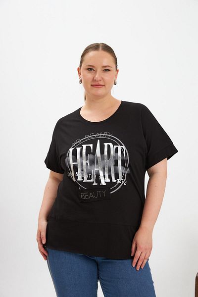 RMG Large Size Printed T-Shirt Black