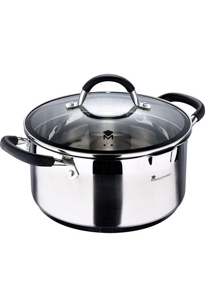MasterPro Pot with lid, stainless steel FOODIES 24 cm, 5 liters
