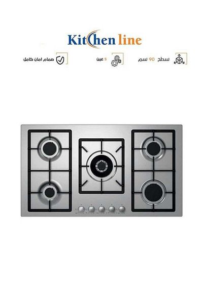 Kitchen Line Surface with 5 Gas Burners - Heavy Grille - 90 cm - Triple Eye - Self-Ignition - Complete Safety - I