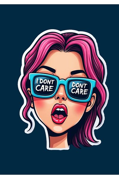 MegaSticker Autocolant Don't care girl Auto, Motocicletă, Cască, Laptop, Autocolant pentru Parbriz 13x10 Cm
