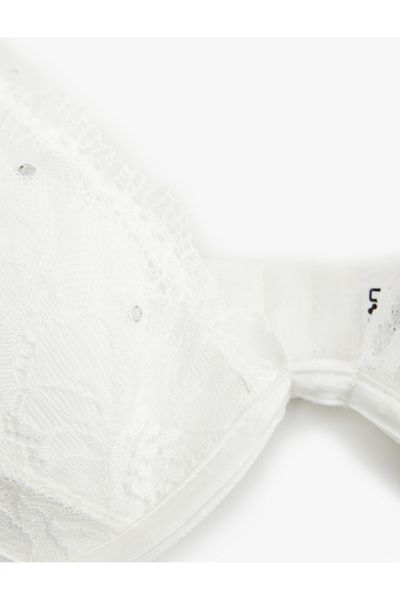 Koton Bridal Unpadded Underwire Rhinestone Lace Bra