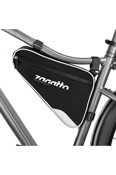 zagatto Bike Triangle Frame Bag, Black with White, Waterproof, Reflective, 2L, ZG953
