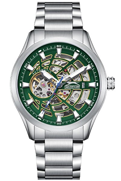 Slazenger SL.9.2411.1.01 Men Automatic Display Watch & Metal Strap Silver