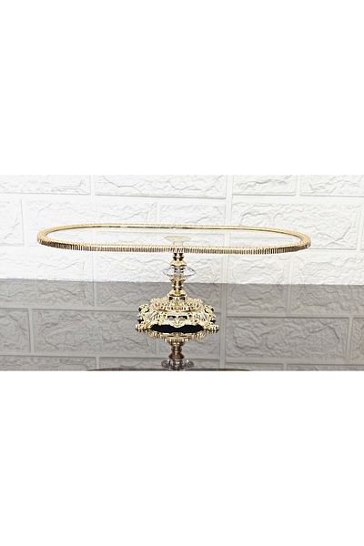 atabey home Glass Oval Small Boat Presentation with Cast Gold Frame and Square Feet
