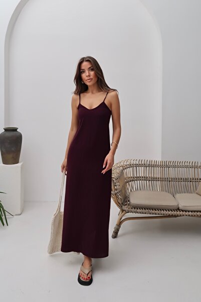 Paw Garage Women's Hazel Burgundy Rope Strap Ayrobin Maxi Summer Dress