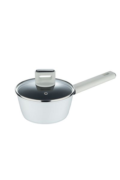 Bergner Saucepan with lid LINES 16 cm gray-white