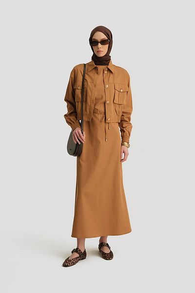 Armine Suit with Bomber Jacket and Inside Dress 25Y6001 Tan