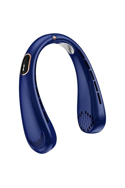 SKYDDAR INNOVATION Ventilator portabil de gât, reglabil, 5 viteze, afișaj digital, USB, SKDR NeckBreeze - Albastru