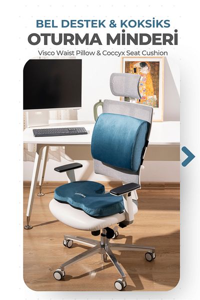 VİSCOTEX Visco Orthopedic Sitting and Lumbar Support Cushion Set, Back Pillow and Coccyx Cushion