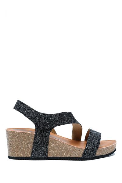 Kifidis K14883 Kifidis Soft Step Women's Wedge Heeled Cork Sandals 36-41 Black/Black