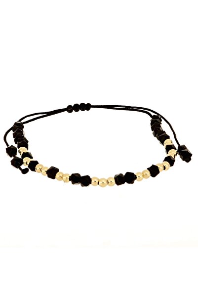 MOHI Fine Jewellery Bratara snur cu bile din aur galben de 14k si margele