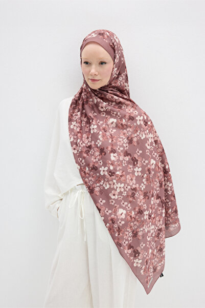 cs camellia scarf Blom Desen Soft Şal - Gül Kurusu