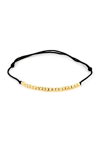 MOHI Fine Jewellery Bratara snur cu bile striate din aur galben de 14k