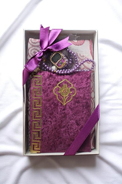 SALVUS Lüks Kadife Yasinli, Tesbihli, Seccadeli Set - Mevlit, Söz, Nişan, Hac...