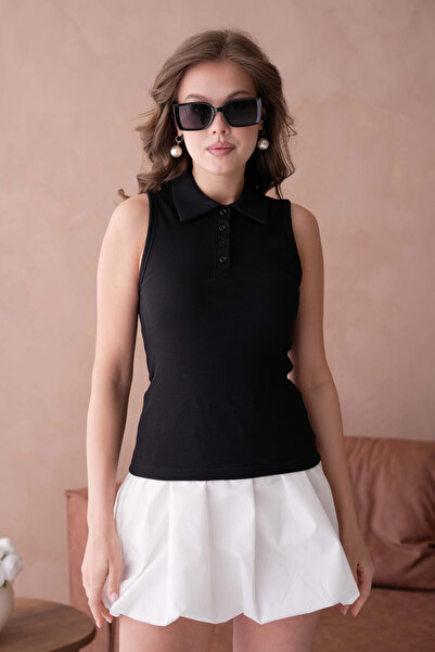 Park Karon Polo Neck Sleeveless Basic T-Shirt