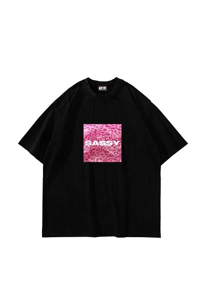 Sekizbiraltı SASSY Printed Oversize Unisex Μαύρο Tshirt