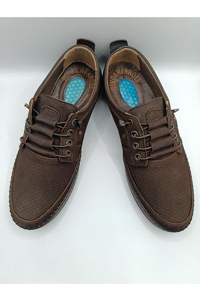 Bukond Genuine Leather Inside and Outside Sole Gel Elastic Laced Men's Summer Comfortable Daily Lightweight Sandal Shoes