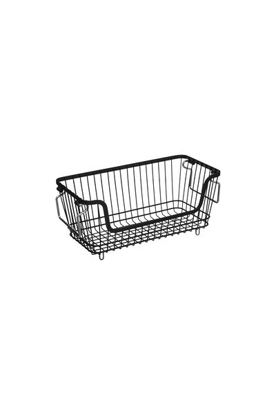 5 five simply smart Stackable basket Silvia M, steel, black, 31x14x14 cm